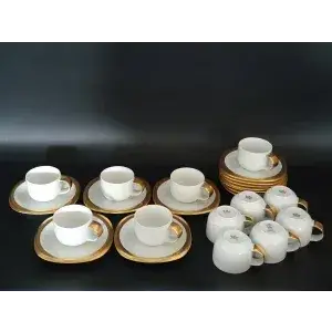12 pezzi tazze da caffè Rosenthal Suomi con piattini, bordo dorato