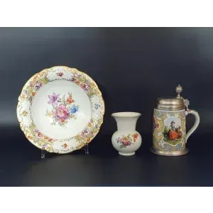 Piatto decorativo Schumann e 2 pezzi AK Kaiser