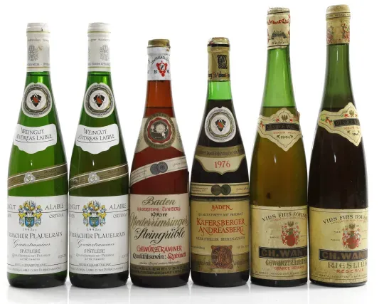 Badische Winzergenossenschaft Breisach Niederrimsinger Steingrüble Gewürztraminer Kabinett 1970 0,75 l, Badische Winzergenossenschaft Breisach ... i još 4