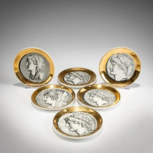 Piero Fornasetti – Six coasters 'Monete', 1950s (design)