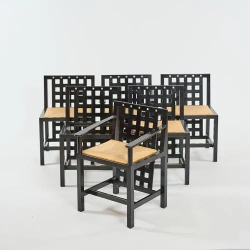 Charles Rennie Mackintosh – Four chairs and two armchairs 'Candida Cottage Chair', 1918 (design)