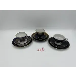3 sběratelské šálky kobaltově modré