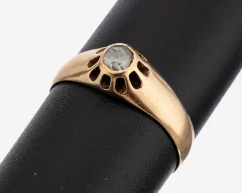 Bague diamant en or 14 kt, Autriche/Vienne, vers 1900, or 585/000, simple, petite
