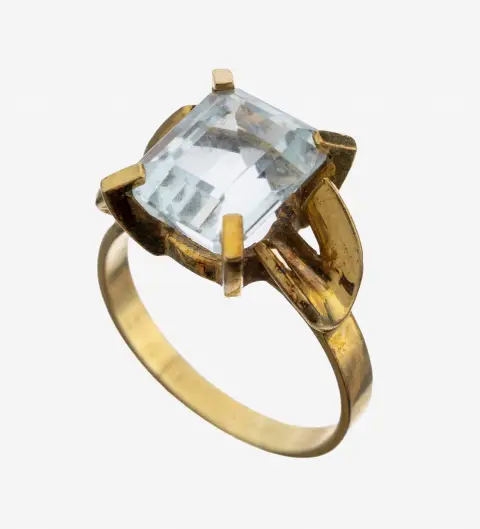 Bague aquamarine en or 14 ct, or 585/000, aquamarine facettée env. 2.50 ct, taille 58, env. 5.8 g