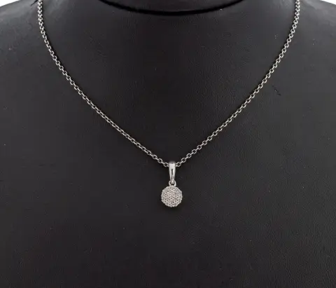 Pendentif brillant en or 14 kt, or blanc 585/000, brillants total env. 0,23 ct grav. blanc/si