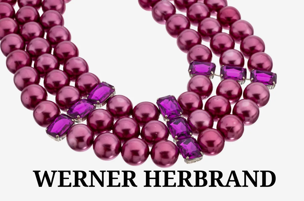 Módní náhrdelník, pravděpodobně Werner Herbrand, 60.-70. léta, 3-řadý s
