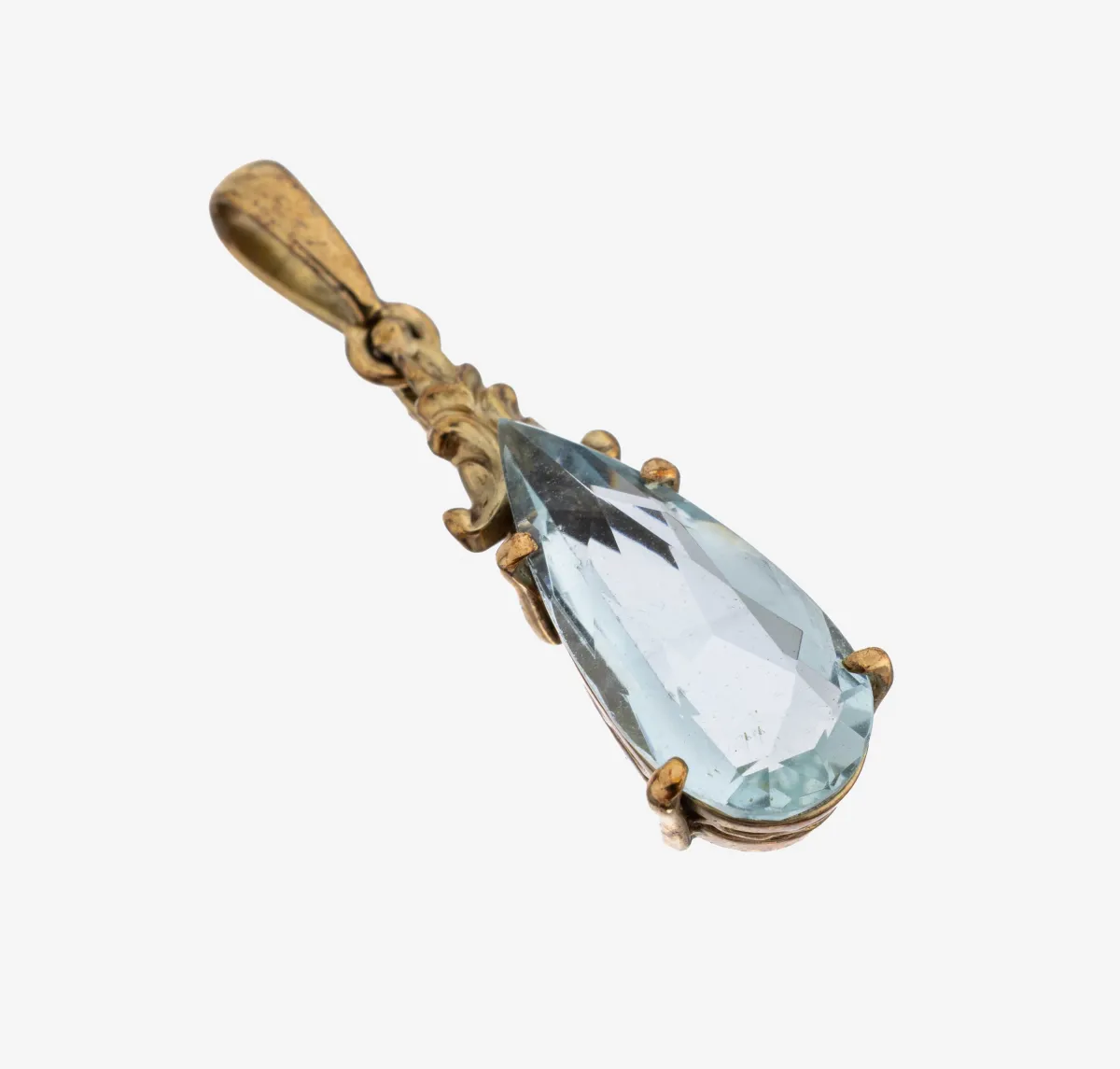 Pendentif aquamarine en or 14 ct, or 585/000, goutte d'aquamarine facettée env. 2,20 ct, env.