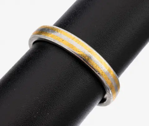 Bague en platine et or 24 kt, Pt 950/000 et GG 999/000, simple, anneau avec pers