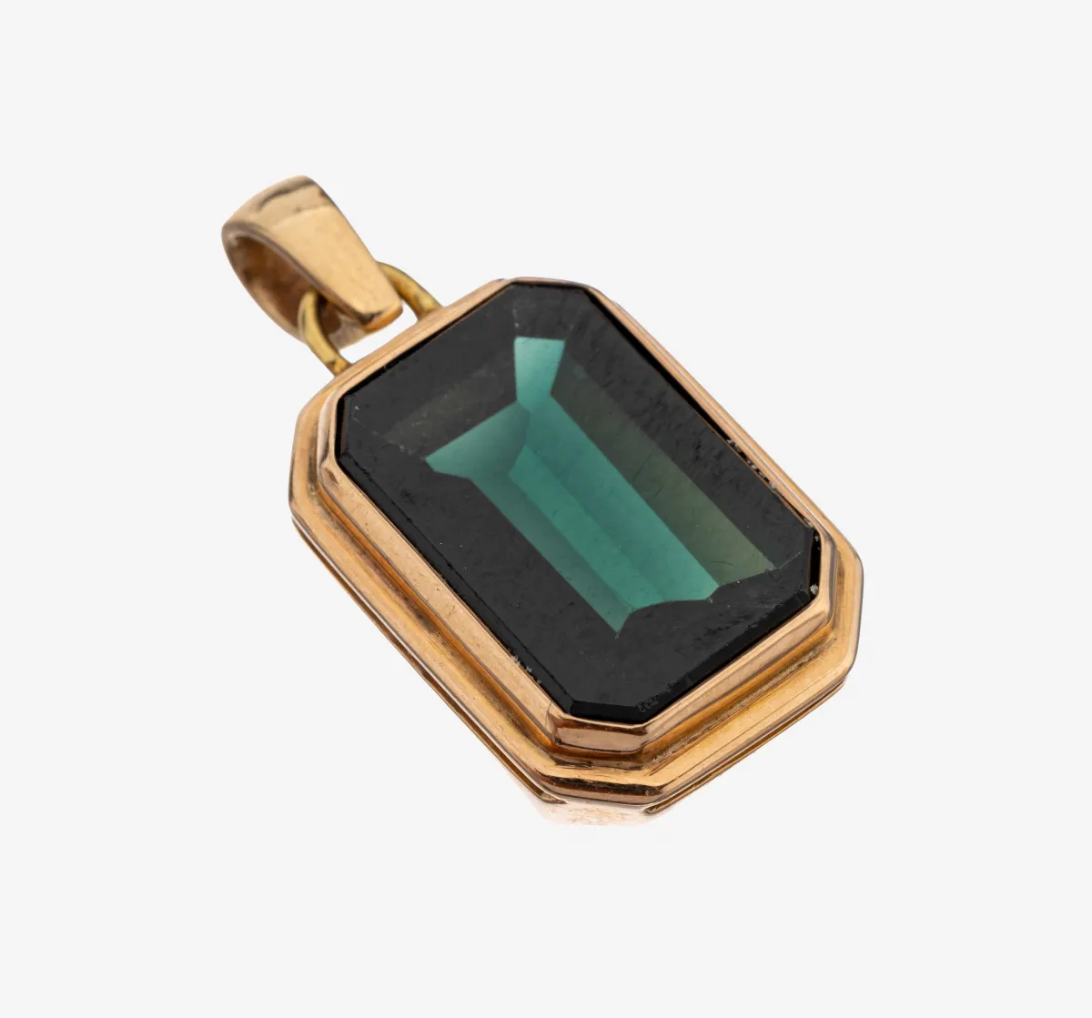 Pendentif en or 14 ct avec pierre de couleur, or 585/000, spinelle synthétique vert facetté, env. 7,1 g