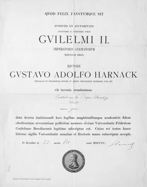 Harnack, Adolf von – Podepsaný dokument. 1900