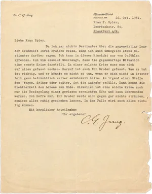 Jung, Carl Gustav – Lettre et notes de cours. 1925-1931