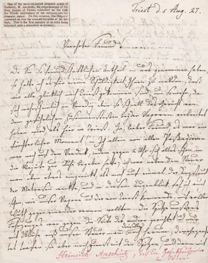Anschütz, Heinrich – Dopis z Terstu příteli do Benátek. 1827