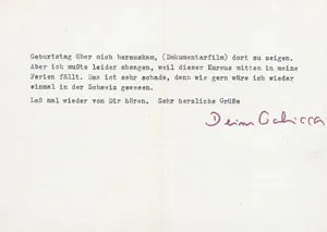 Palucca, Gret – List do Evy Waechter w Zurychu. 1972