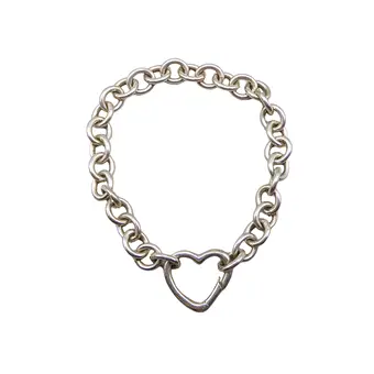 TIFFANY & CO. 925银链式手链，带心形弹簧扣。
