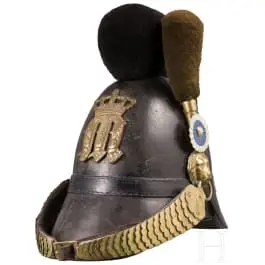 Elmo con cresta M 1845 per truppa dei cacciatori, porto dal 1848