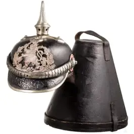 Helm voor manschappen/onderofficieren van de Groothertogelijk Hessische Dragonderregimenten nr. 23 of nr. 24, omstreeks 1900