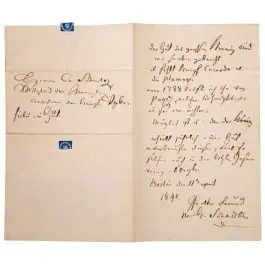 Johann Gottfried Schadow (1764 - 1850) - lettera autografa firmata 1840 - „Il cappello del grande re mi è appena stato portato”