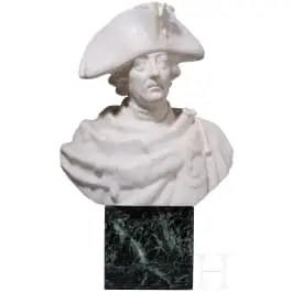 Frédéric le Grand - buste en marbre blanc sur socle en marbre foncé