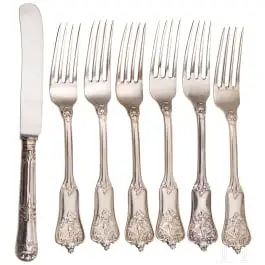 Frédéric-Guillaume IV et le roi Guillaume Ier de Prusse – six fourchettes et un couteau avec monogramme