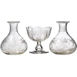 Imperatore Guglielmo I - due caraffe per acqua e una coppa con piede non pertinente, fine XIX sec.