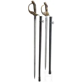 Deux épées M 1889 pour officiers d'infanterie, à partir de 1905