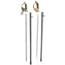 Deux épées M 1889 pour officiers d'infanterie, vers 1905