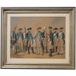 Karl Friedrich Schulz - Dessin aquarellé avec infanterie prussienne ancienne, daté 1839