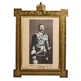 Kaiser Wilhelm II - signed dedication photo in official gift frame 1909