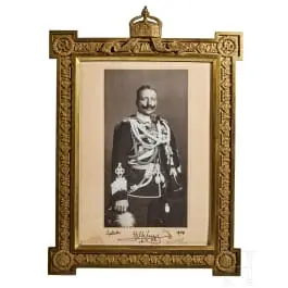 कैसर विल्हेम द्वितीय - 1909 के आधिकारिक उपहार फ़्रेम में हस्ताक्षरित समर्पण तस्वीर