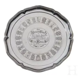 Plat d'honneur en argent du 2e régiment de hussards de la Garde pour le départ du Rittmeister De Ball 1889