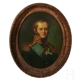 Tsar Alexandre Ier de Russie - portrait ovale à l'huile du jeune tsar vers 1820/30