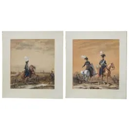 Two drawings of Prussian Guard cavalry, around 1800