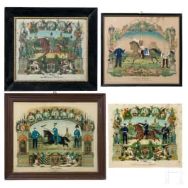 Gruppe af otte reservistbilleder mellem 1902 - 1908