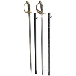 Deux épées M 1889 pour officiers d'infanterie, 19e/20e siècle