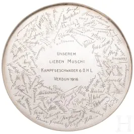 Sølvbakke fra kampeskadrillen Kagohl 6, dateret 1916