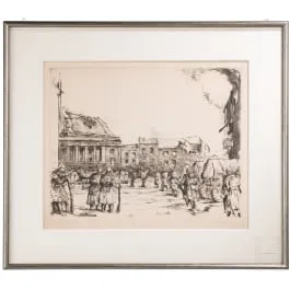 海军上校瓦尔特·福斯特曼 - 蚀刻版画《波兰集市广场》，标注1915年