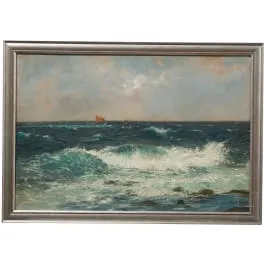 Hans Bohrdt（1857 - 1945）- 库伦海岸与帆船，约1900/10