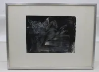 Pégase, probablement ? une combinaison de monotypie (monoprint) et de technique de grattage,