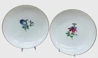 2件大碗 "KPM" 柏林，中央花卉绘画，高4.5厘米，直径21.5厘米
