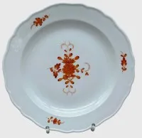 小盘 "Meissen" 一等品，红色印度花卉，直径21.5厘米