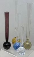 5件套独枝兰花玻璃花瓶,高15至25.5厘米