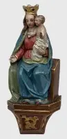 vægfigur, Madonna med barn, farvet, ved barn hånd beskadiget/manglende del, højde 21,5 cm, formentlig 18./19. årh.