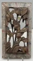 Træskæring, formentlig møbelapplikation, 23,5x13 cm