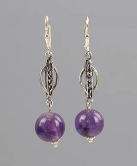 Orecchini con ametista, argento 925.
