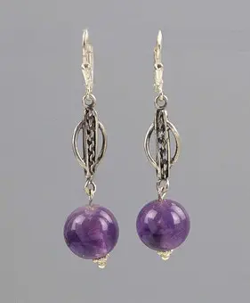 Orecchini con ametista, argento 925.