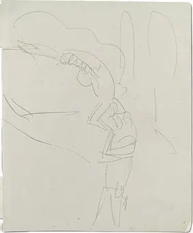 KIRCHNER, ERNST LUDWIG. Equilibrio, esfuerzo de los acróbatas del suelo, ca. 1911, lápiz sobre papel de cuaderno de bocetos.