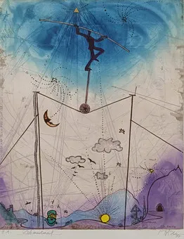 HOLZER, ADI.《Lebenslauf》，出自《Rosentaler Suite》，1997年，手工上色彩色蚀刻版画。