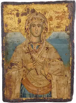 Icono de Santa Paraskeva - región del sudeste europeo/balcánica, probablemente siglos XVIII/XIX.