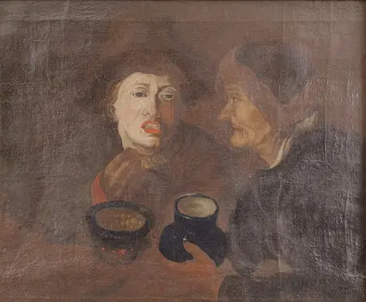 La comida de guisantes, óleo sobre lienzo.