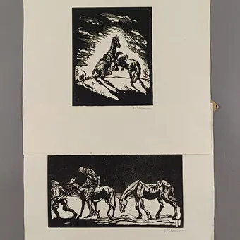 克莱姆，瓦尔特。2幅《堂吉诃德》木刻版画，1914年，手签。